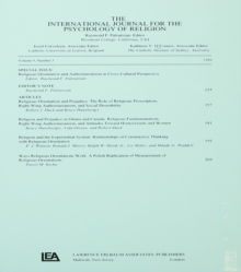 Religious Orientation and Authoritarianism in Cross-cultural Perspective : A Special Issue of the international Journal for the Psychology of Religion