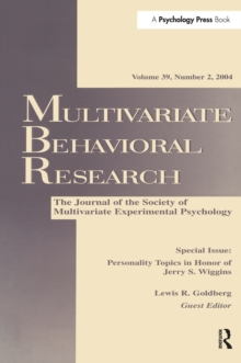 Personality Topics in Honor of Jerry S. Wiggins : A Special Issue of Multivariate Behavioral Research