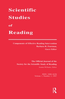 Components of Effective Reading Intervention : A Special Issue of scientific Studies of Reading