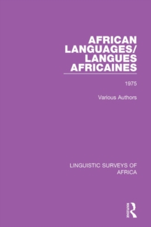 African Languages/Langues Africaines : Volume 1 1975