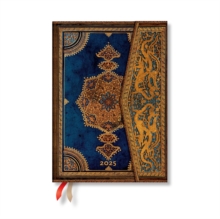 Safavid Indigo (Safavid Binding Art) Midi 12-month Horizontal Hardback Dayplanner 2025 (Wrap Closure)