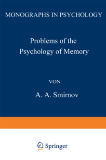 Problems of the Psychology of Memory