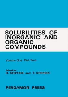 Binary Systems : Solubilities of Inorganic and Organic Compounds, Volume 1P2