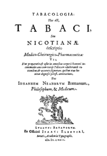 Tabacologia : Hoc est, Tabaci, seu nicotianae descriptio medico-cheirurgico-pharmaceutica