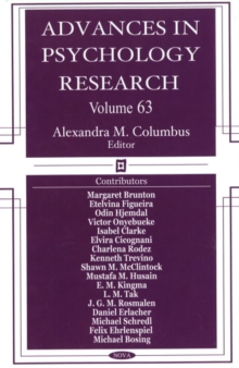 Advances in Psychology Research : Volume 63, Hardback Book Advances in Psychology Research : Volume 63, Hardback Book
