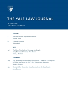 Yale Law Journal: Volume 124, Number 1 - October 2014