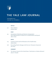 Yale Law Journal: Volume 121, Number 3 - December 2011