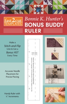 fast2cut Bonnie K. Hunters Bonus Buddy Ruler : Make a Stitch-and-Flip Unit & Get a Bonus Hst Every Time  Accurate Needle Placement for Precise Piecing  Handy Ruler with ?" Increments