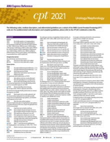 CPT 2021 Express Reference Coding Card: Urology/Nephrology