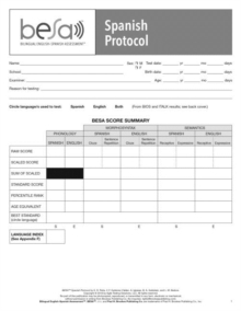 Bilingual English-Spanish Assessment (TM) (BESA (TM)): Spanish Protocol, Paperback / softback Book Bilingual English-Spanish Assessment (TM) (BESA (TM)): Spanish Protocol, Paperback / softback Book