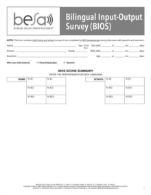 Bilingual English-Spanish Assessment (TM) (BESA (TM)): Bilingual Input-Output Surveys (BIOS), Paperback / softback Book Bilingual English-Spanish Assessment (TM) (BESA (TM)): Bilingual Input-Output Surveys (BIOS), Paperback / softback Book
