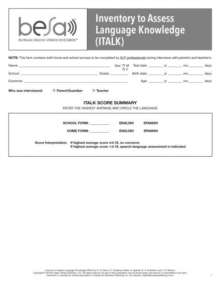 Bilingual English-Spanish Assessment (TM) (BESA (TM)): Inventory to Assess Language Knowledge (ITLAK), Paperback / softback Book Bilingual English-Spanish Assessment (TM) (BESA (TM)): Inventory to Assess Language Knowledge (ITLAK), Paperback / softback Book