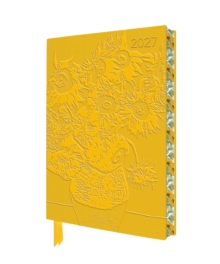 Vincent Van Gogh: Sunflowers 2027 Artisan Art Vegan Leather Diary Planner - Page To View With Notes Flame Tree Studio
