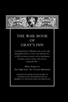 War Book of Gray's Inn, Hardback Book War Book of Gray's Inn, Hardback Book