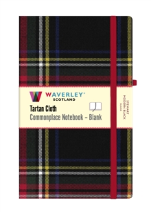 Stewart Modern Black Tartan Hardback Blank Notebook: Large 21cm x 13cm : Waverley Scotland Tartan Cloth Commonplace Notebook
