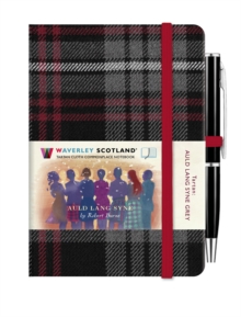 Auld Lang Syne Grey Mini Hardback Notebook with Pen; 10.5cm x 7cm : Waverley Scotland Scottish Tartan Cloth Commonplace Notebooks