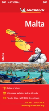 Malta - Michelin National Map 801, Sheet map, folded Book Malta - Michelin National Map 801, Sheet map, folded Book
