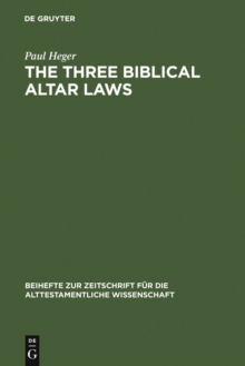 The Three Biblical Altar Laws : Developments in the Sacrificial Cult in Practice and Theology. Political and Economic Background