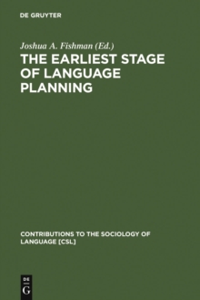 The Earliest Stage of Language Planning : "The First Congress" Phenomenon