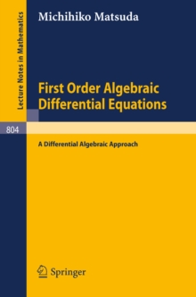 First Order Algebraic Differential Equations : A Differential Algebraic Approach