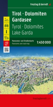 Tyrol - Dolomites - Lake Garda Panoramic and Road Map : 1:450,000 scale