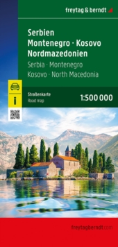 Serbia - Montenegro - North Macedonia Road Map : 1:500,000 scale