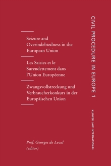 Seizure and Overindebtedness in the European Union : Seizures and Overindebtedness in the European Union, Vol 1