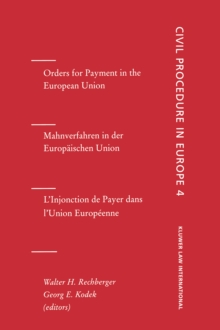 Orders for Payment in the European Union : Orders for Payment, Vol 4