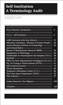 Set Margins' publications Self-Institutionalization Reader , A Terminology Audit Of Self-Instituted Practice