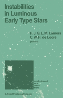 Instabilities in Luminous Early Type Stars : Proceedings of a Workshop in Honour of Professor Cees De Jager on the Occasion of his 65th Birthday held in Lunteren, The Netherlands, 21-24 April 1986