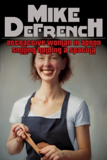 attractive woman in apron smiling holding a spatula