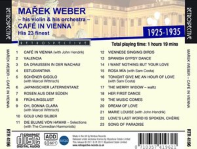 Café in Vienna: His 23 Finest 1925-1935, CD / Album Cd