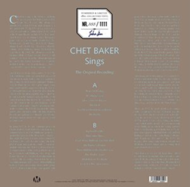 Chat Baker Sings: The Original Recording, Vinyl / 12" Album Coloured Vinyl Vinyl