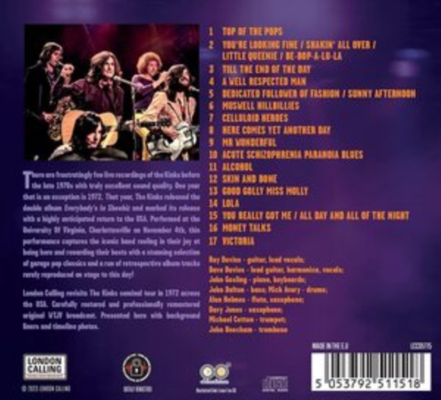 Live in Virginia 1972, CD / Album Cd