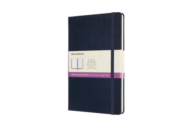 Moleskine Large Double Layout Plain and Ruled Hardcover Notebook : Sapphire Blue, Paperback Book