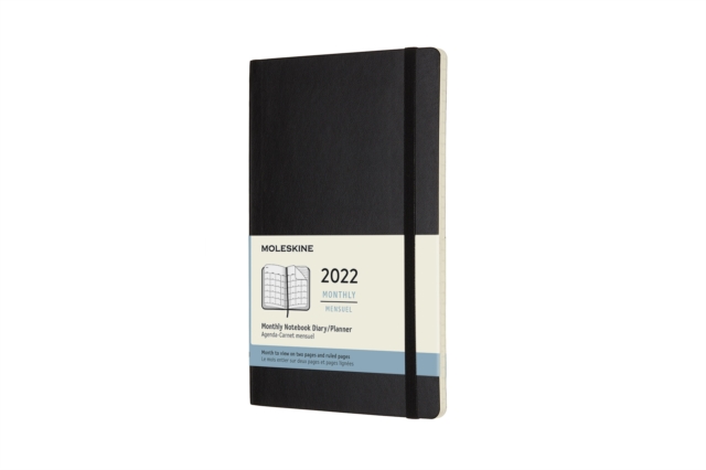 Moleskine 2022 12-Month Monthly Large Softcover Notebook : Black, Paperback Book