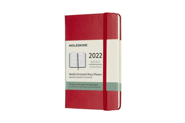 Moleskine 2022 12-Month Weekly Pocket Hardcover Horizontal Notebook : Scarlet Red, Paperback Book
