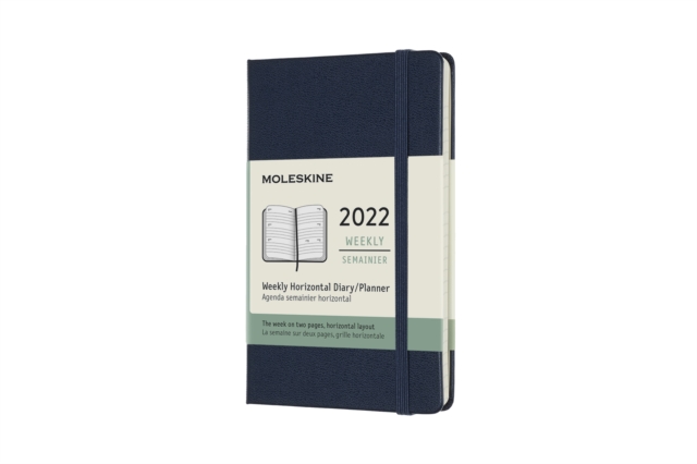 Moleskine 2022 12-Month Weekly Pocket Hardcover Horizontal Notebook : Sapphire Blue, Paperback Book