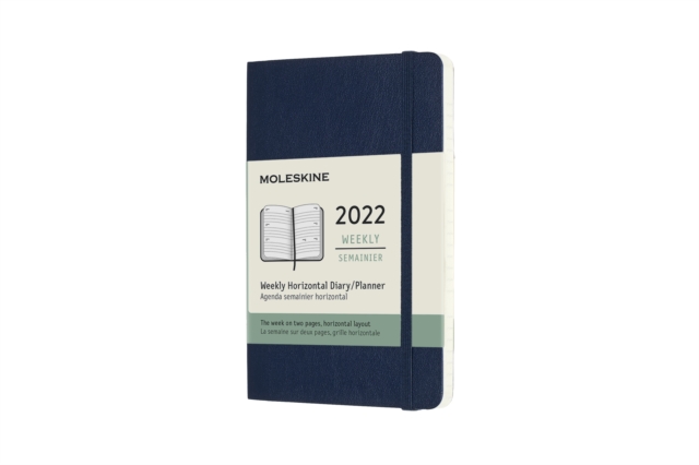 Moleskine 2022 12-Month Weekly Pocket Softcover Horizontal Notebook : Sapphire Blue, Paperback Book