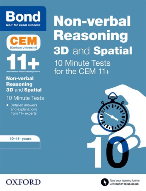 Bond 11+: CEM 3D Non-Verbal Reasoning 10 Minute Tests: Ready for the 2024 exam : 10-11 Years, Paperback / softback Book