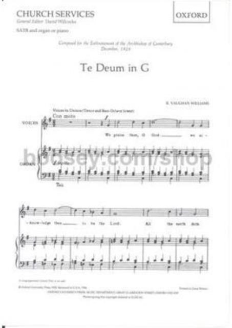 Te Deum in G, Sheet music Book