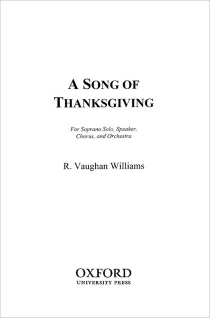 A Song of Thanksgiving, Sheet music Book