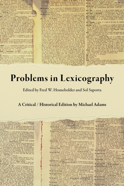 Problems in Lexicography : A Critical / Historical Edition, Hardback Book