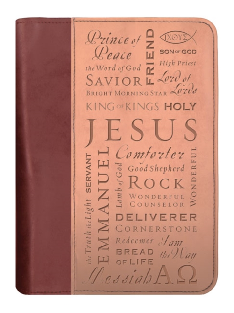 Names of Jesus Bible Cover, Zippered, Italian Duo-Tone Imitation Leather, Brown/Tan, Extra Large, Other merchandise Book