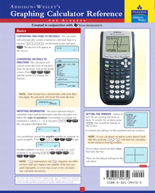 Graphing Calculator Reference Card, Cards Book