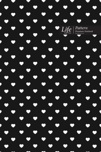Hearts Pattern Composition Notebook, Dotted Lines, Wide Ruled Medium Size 6 x 9 Inch (A5), 144 Sheets Black Cover, Paperback / softback Book