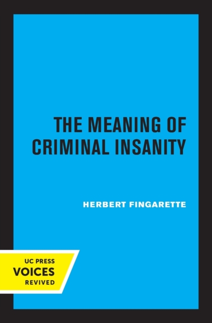 The Meaning of Criminal Insanity, Paperback / softback Book
