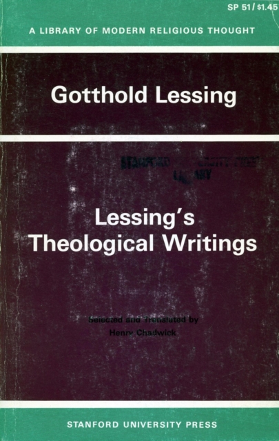 Lessing's Theological Writings : Selections in Translation, Paperback / softback Book