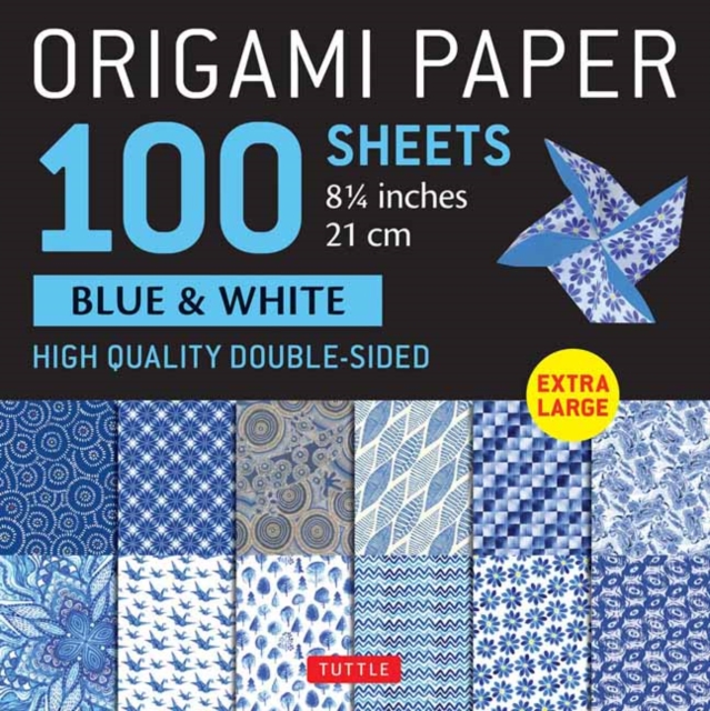 Origami Paper 100 sheets Blue & White 8 1/4" (21 cm) : Extra Large Double-Sided Origami Sheets Printed with 12 Different Designs (Instructions for 5 Projects Included), Notebook / blank book Book