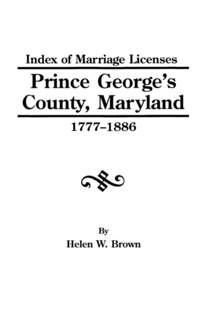 Index Pr.George's Co.MD 1777-1886, Paperback / softback Book